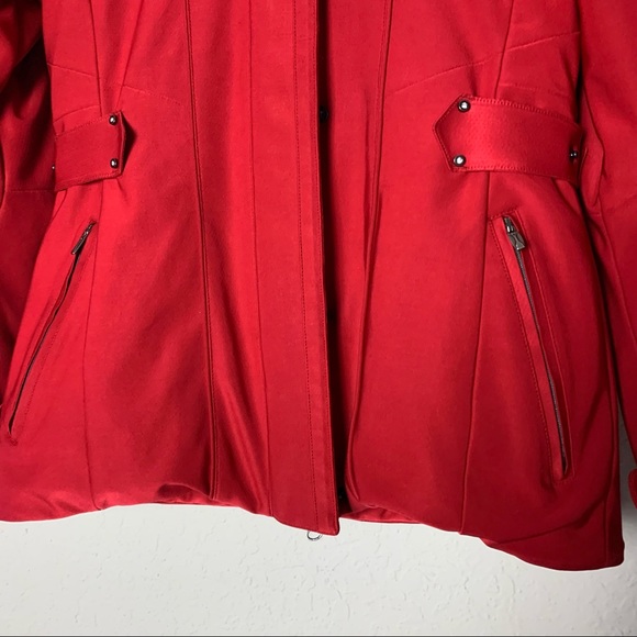MeCo Women's Red Hooded Zip-Up Jacket - Picture 4 of 12